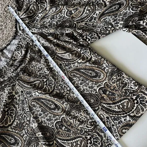 Michael Kors Womens Size 2X Blouse Paisley Print Long Sleeve Husk Tan Cream NWT - Picture 9 of 10